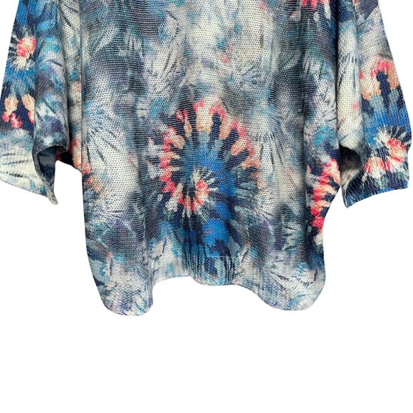 Luisa Ricci Boat Neck Sweater Womens Size L Blue Tie Dye Americana Boho Chic - Picture 3 of 12
